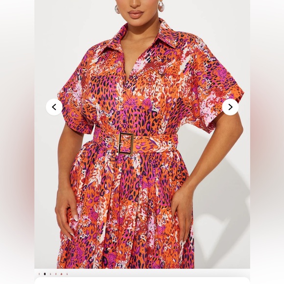 Rachel Collared Long Sleeve Maxi Dress - Brown/combo Size 3X - Picture 5 of 6